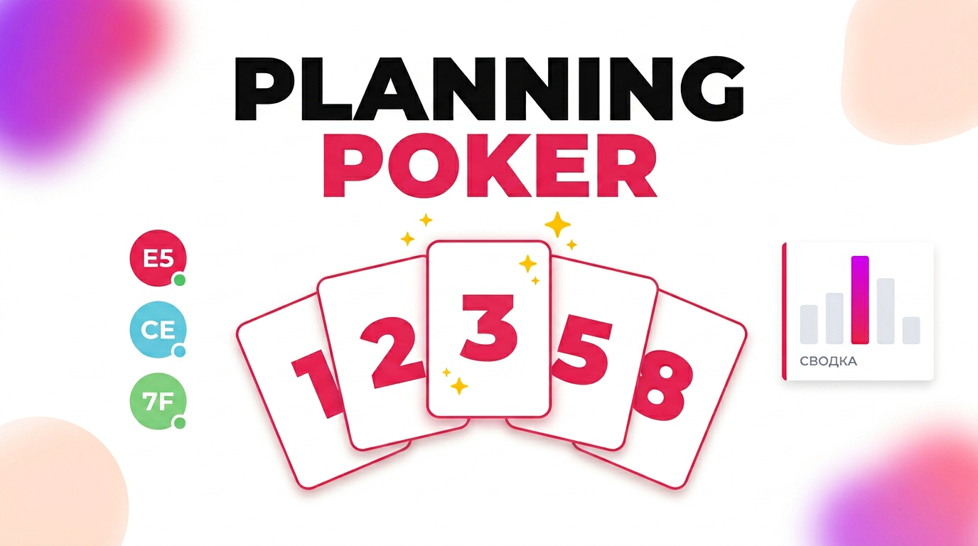 Planning Poker в RetroPoint: сессия оценки задач с картами и участниками